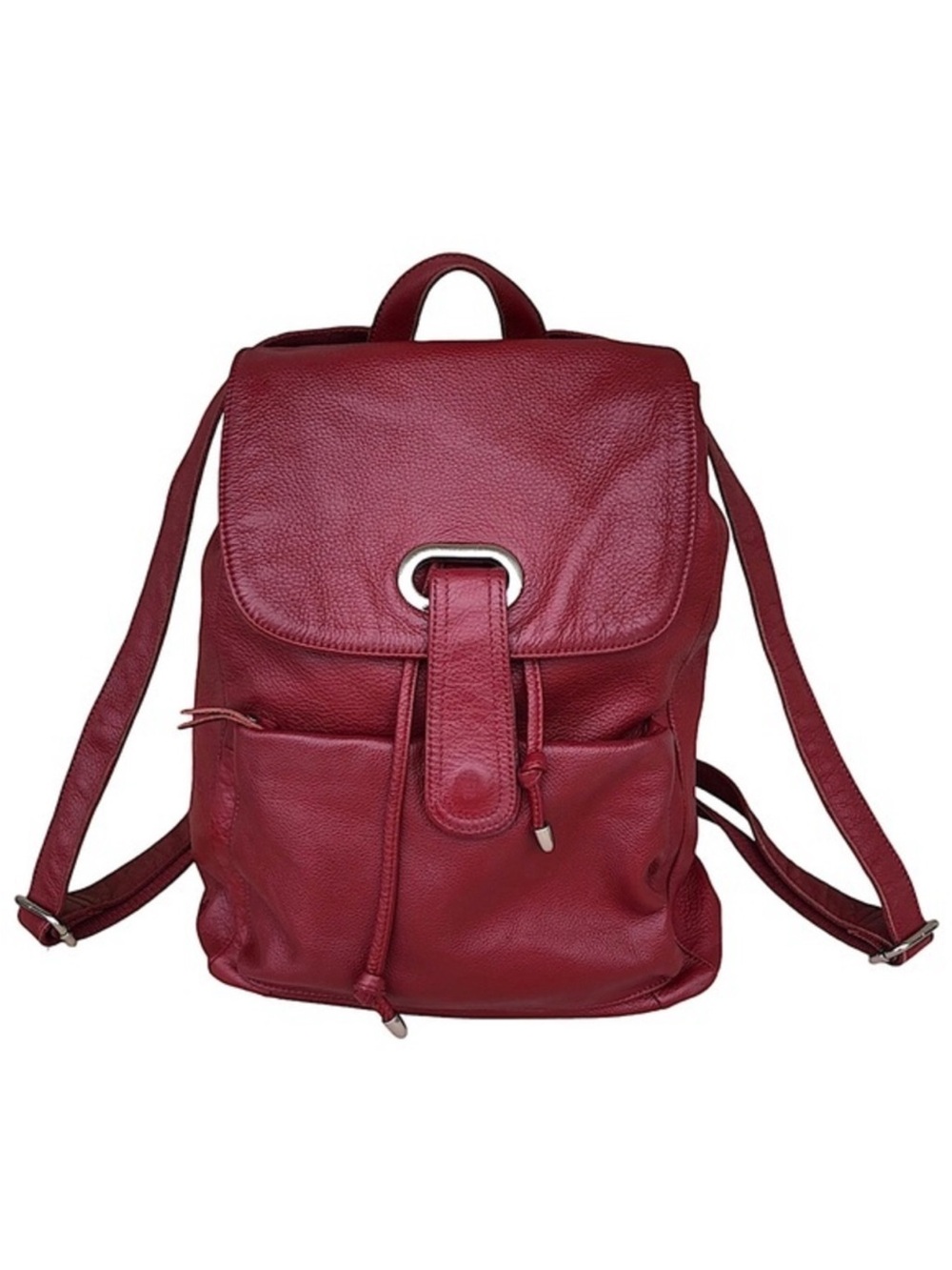 Amerileather Miles  (#1513-025) Leather Red Multi Pockets Versatile Backpack